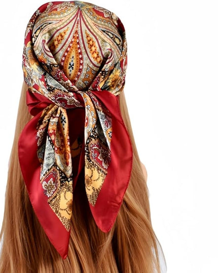 MINIDORA Satin Scarves for Women 27.5 × 27.5 inches Medium Square Elegant Silk Feeling Head Scarf