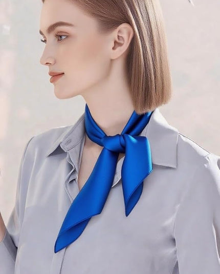 CHUNG Women's Square Satin Scarf 27.5" Bandanas Solid 50s Retro Neck Scarves Emulation Silk Handbag Hair Ribbons Necktie