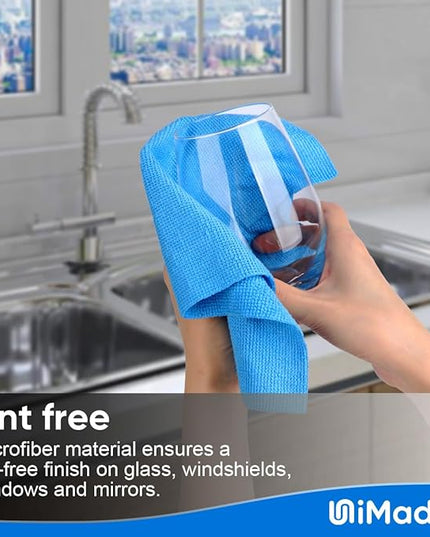 Shop Towels Rags, 50 Pack Reusable Shop Rags Bulk Microfiber Cleaning Cloth Lint Free Cleaning Towels for Car Kitchen Automotive Bar Mechanic Restaurant Garage, 11.5"x 11.5", Blue
