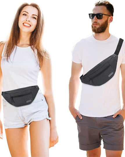 MAXTOP Large Crossbody Fanny Pack with 4-Zipper Pockets,Gifts for Enjoy Sports Festival Workout Traveling Running Casual Hands-Free Wallets Waist Pack Phone Bag Carrying All Phones