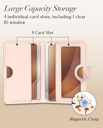 Shorogyt for Magnetic Phone Wallet Compatible with Magsafe Card Holder -Cute Luxury Slim Leather Mag Wallets for Women Fit 4 Cards,for iPhone 17/16/15/14/13/12 Series for Apple RFID Magnet, Butterfly