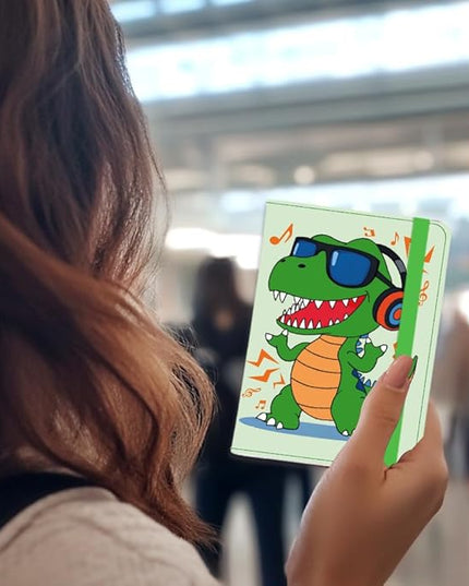 Dinosaur Passport Holder Cover Cute Green Travel Wallet Passport Case with Credit Card Slots for Women Men Travelling Essentials for Flying