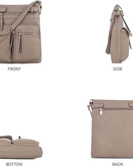 SG SUGU Katie Lightweight Medium Crossbody Bag Shoulder Bag with Multi Pocket for Women