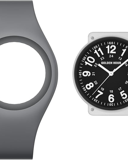 GOLDEN HOUR Waterproof Sports Analog Unisex Watches for Nurse Medical Professionals, Students - Military Time Glowing Easy to Read Dial, Jelly Silicone Strap