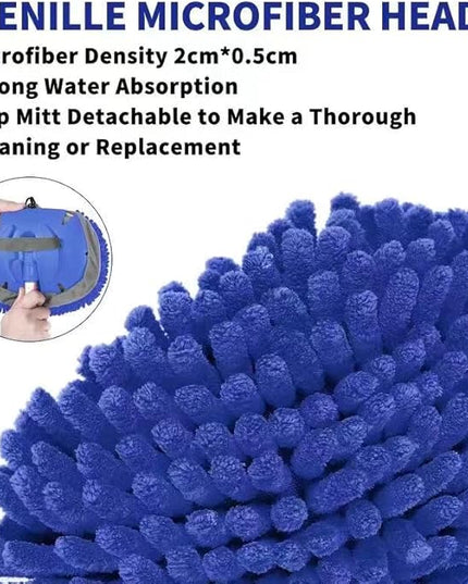 Wontolf 62'' Car Wash Brush With Long Handle - Chenille Microfiber Mop Mitt, Cleaning Kit, Windshield Window Squeegee, Duster, Microfiber Towels, Wheel Tire Brush for Cars, RV, Truck, Boat