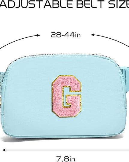 Gitus Gifts for 7 8 9 10 11 Year Old Girls Belt Bag Fanny Pack Crossbody Bags with Initial Letter Patch Birthday Gifts for Daughter Sister Friends Teen girls (Icing Blue-G)