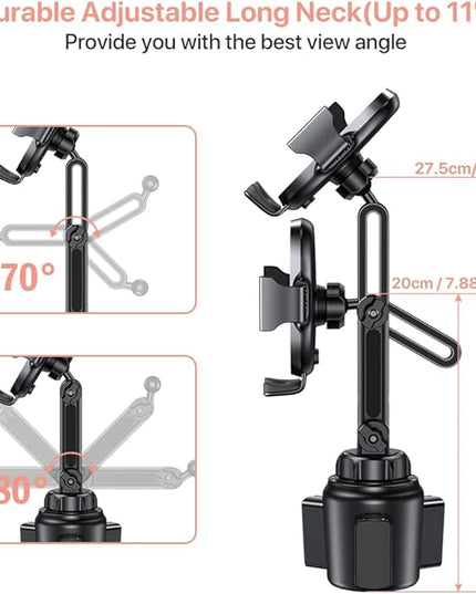 Miracase Universal Cup Phone Holder for Car, [Upgraded Version] Adjustable Long Neck Car Cup Holder Phone Mount Cradle Friendly Compatible with iPhone Samsung Google and All Smartphones, Pink