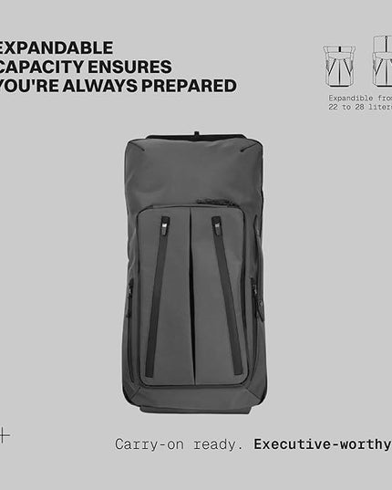The Frenchie Co. - Work/Travel Speed Backpack - Expandable 23 to 30 liters - Anti-theft magnetic closure - Ballistic nylon with padded laptop compartment and minimalist professional design