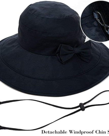 Comhats Packable Summer Cotton Sun Hat Bucket for Women UV Protection Wide Brim Beach Gardening Travel 54-64CM