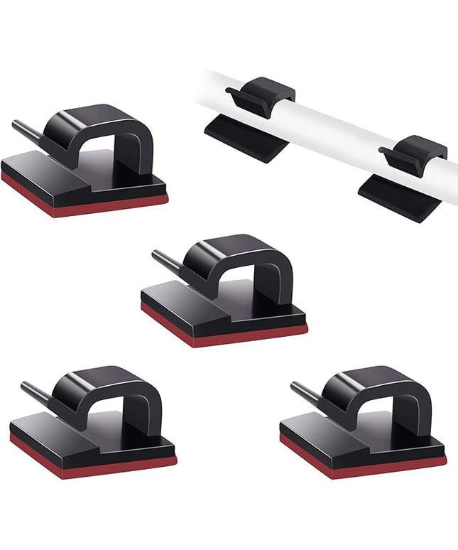 SOULWIT 50 Pcs Self Adhesive Cable Management Clips, Cable Organizers Sticky Wire Clips Cord Holder for TV PC Laptop Ethernet Cable Desktop Home Office (Black)