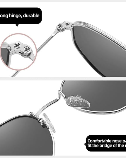MEETSUN Polarized Hexagon Sunglasses for Women Men Polygon Square Sun Glasses UV400 Protection Metal Frame