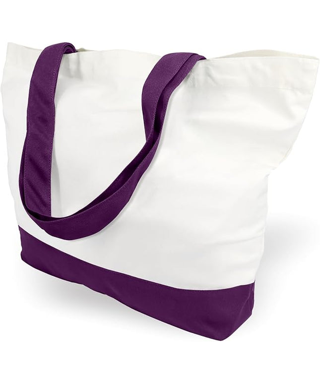TOPDesign 3-Pack Super Strong Large 12oz Cotton Canvas Tote Bags, Reusable Grocery Shopping Cloth Bags, Fashionable Two-Tone Totes for Crafts, DIY Your Creative Designs