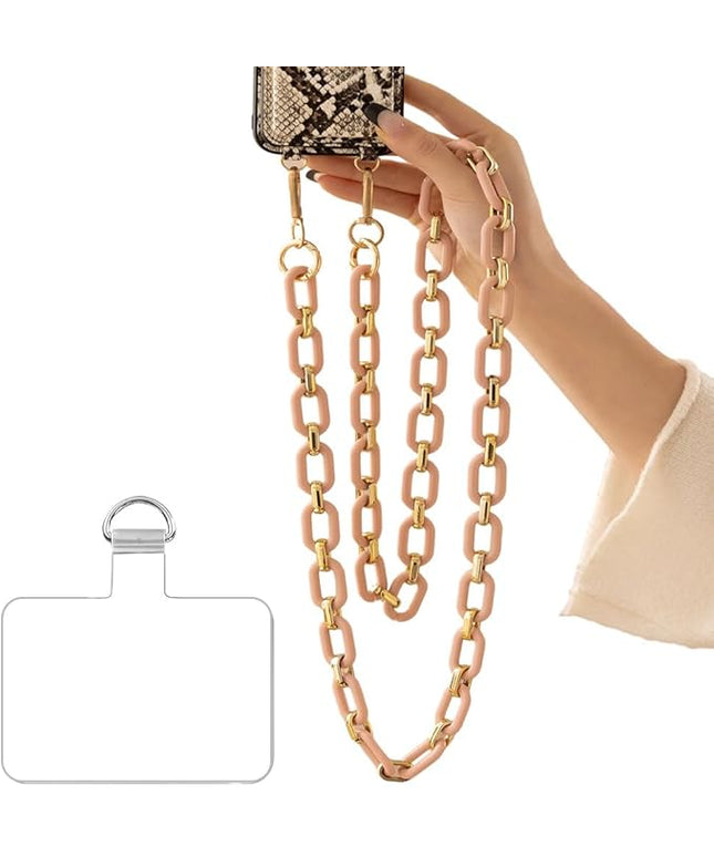 Phone Crossbody Chain Cell Phone Lanyard,Acrylic Shouder Strap Universal Phone Chain Strap with Phone Tether Patches Compatible with Most Phones Bag Purse (Q)