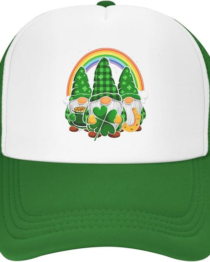 St Patricks Day Lucky Shamrock Hat, Green Clover Baseball Cap for Men Women,Fashion Adjustable Mesh Trucker Hat