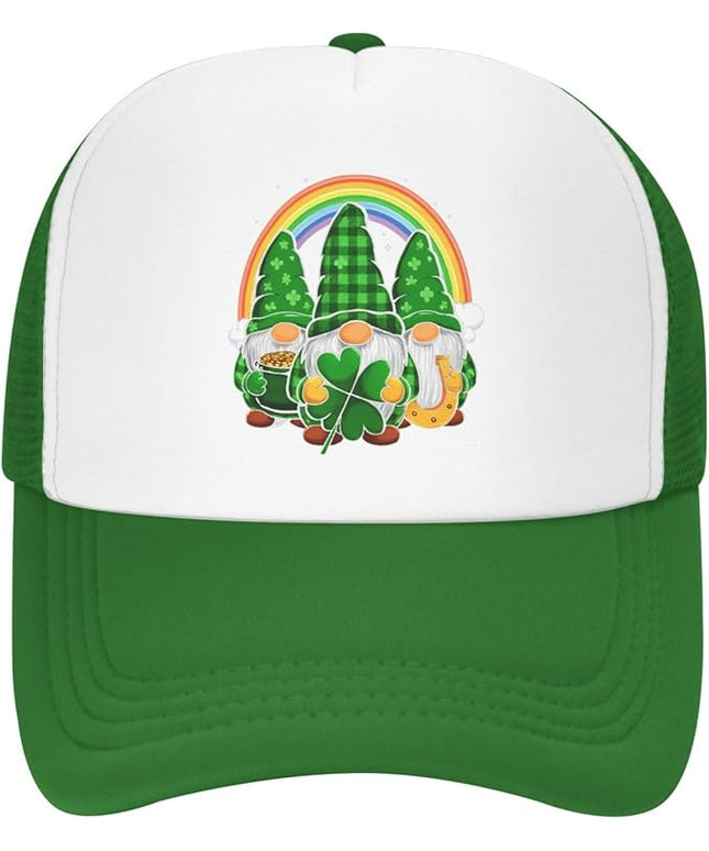 St Patricks Day Lucky Shamrock Hat, Green Clover Baseball Cap for Men Women,Fashion Adjustable Mesh Trucker Hat