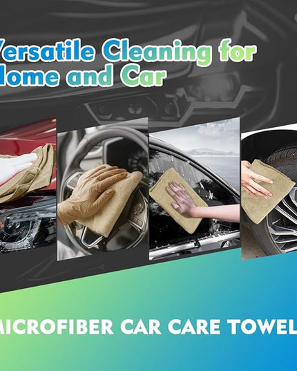 HOMEXCEL Brown Microfiber Cleaning Cloth 12 Pack, 12.5 x 12.5 inch Microfiber Towels for Cars, Ultra Absorbent Car Washing Cloth, Lint Free Streak Free Cleaning Rags for Car, Kitchen, and Window