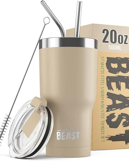 Beast 20 oz Tumbler Stainless Steel Vacuum Insulated Coffee Ice Cup Double Wall Travel Flask (Sand)