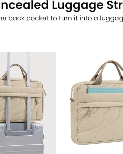 tomtoc 15-16 Inch Protective Puffy Laptop Carrying Bag for Women, Lightweight Laptop Briefcase Fits 16-inch MacBook Pro & Other 15"/16" Computers, Travel Work Bag Case Handbag with Organized Storage