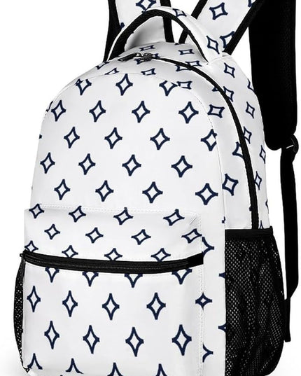 Fashion White Blue Star Print Backpack Lightweight Large Capacity Laptop Daybag for Travel Work