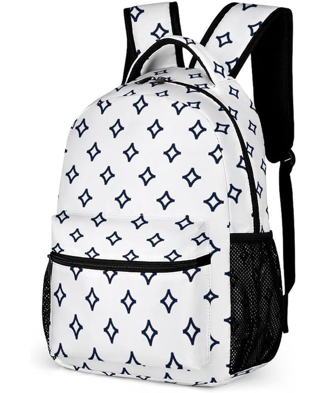 Fashion White Blue Star Print Backpack Lightweight Large Capacity Laptop Daybag for Travel Work