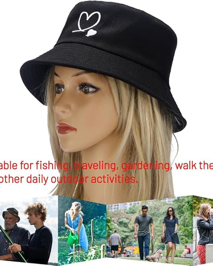 Cotton Bucket Hat for Women Men Summer Travel Sun Beach Bucket Cap, Unisex Outdoor Fisherman Hat