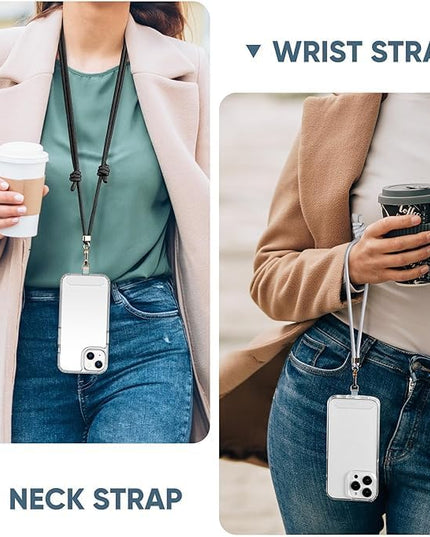 Anti-Theft Phone Lanyard Crossbody & Wrist Strap | 2 Phone Tabs, Secure Lock Design | Universal for All Phones | Adjustable Strap with Premium Metal Buckles | Skin-Friendly Nylon