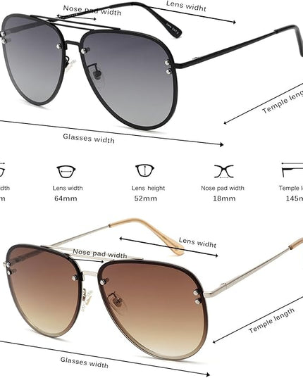 Trendy Oversized Aviator Sunglasses Womens, Retro Cute Big Shades Women's Fashion Sun Glasses UV Protection VF2203