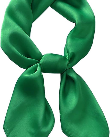 CHUNG Women's Square Satin Scarf 27.5" Bandanas Solid 50s Retro Neck Scarves Emulation Silk Handbag Hair Ribbons Necktie