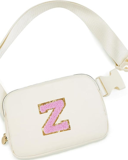 Uygafly Personalized Belt Bag for Women Girls - Fashion Mini Waist Packs with Adjustable Strap - Trendy Travel Fanny Pack Crossbody Bags with Initial Letter - Teen Gifts | Cream,Z