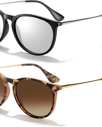 CHBP Sunglasses Womens Men Polarized UV Protection Trendy Vintage Retro Round Mirrored Lens Sunglasses For Women
