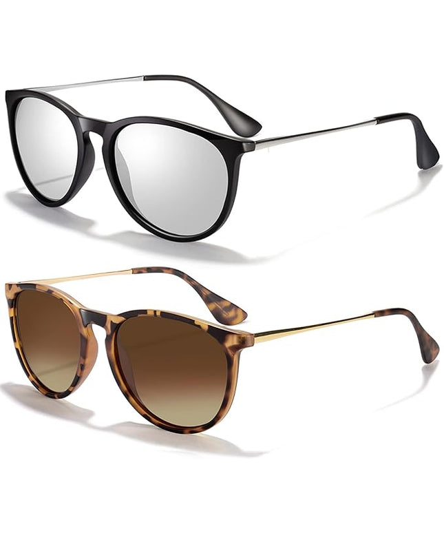 CHBP Sunglasses Womens Men Polarized UV Protection Trendy Vintage Retro Round Mirrored Lens Sunglasses For Women