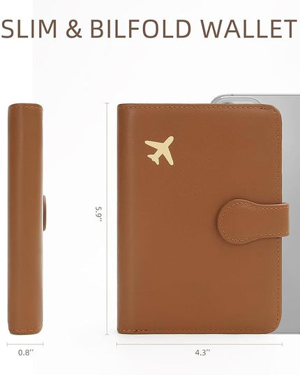 ZOPPEN Rfid Passport Holder for Travel, Passport Cover Wallet Case Travel Essentials Document Organizer, Card Holder Travel Wallet Womens Men, Brown