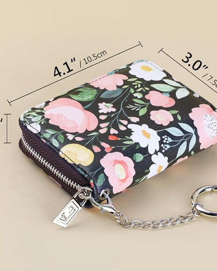 FurArt Zipper Wallet Women, RFID Blocking Credit Card Wallet, Business Card Holder, Compact Size KeyChain Wallet