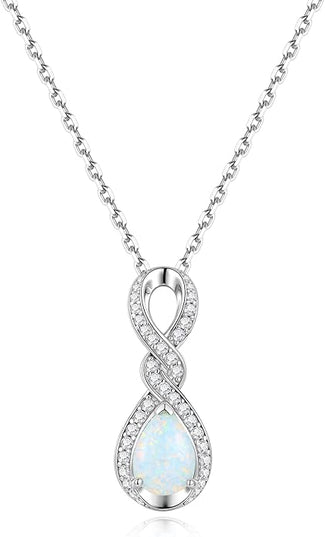 FANCIME Infinity Embrace Birthstone Necklaces for Women Fine Jewelry Sterling Silver Dainty Infinity Pendant Anniversary Birthday Christmas Gifts for Her Wife Mom Daughter