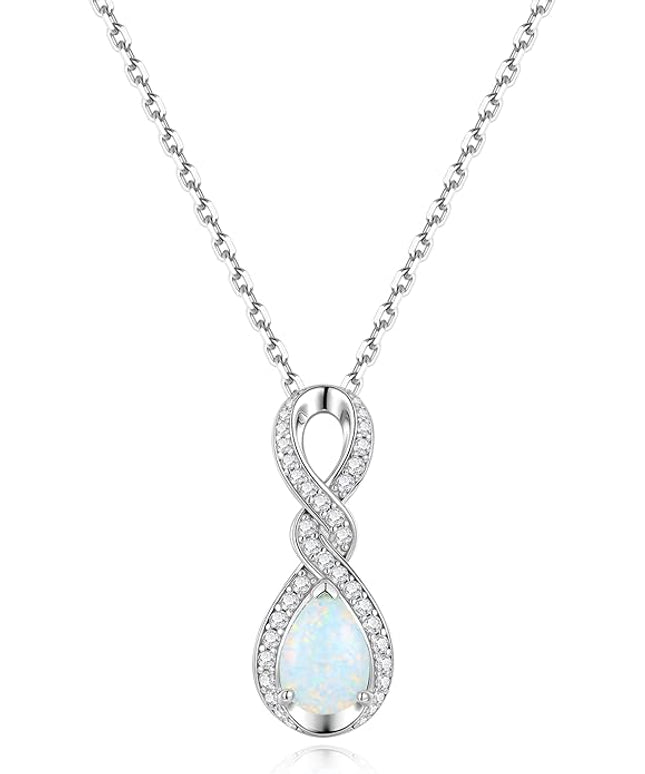FANCIME Infinity Embrace Birthstone Necklaces for Women Fine Jewelry Sterling Silver Dainty Infinity Pendant Anniversary Birthday Christmas Gifts for Her Wife Mom Daughter