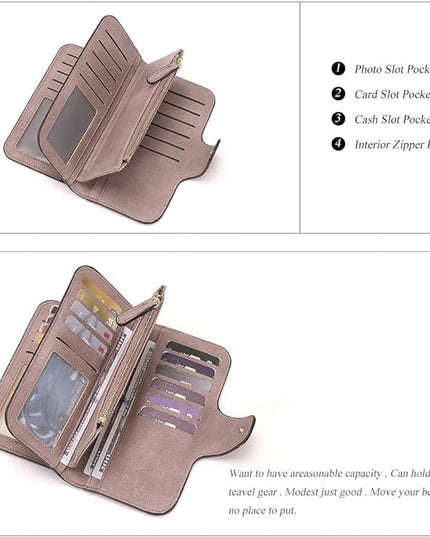 CLUCI Wallet For Women PU Leather RFID Blocking Womens Wallet Bifold Card Holder with ID Window Gifts for Women Birthday | RFID Blocking, Designer, Trifold, Card Holder, ID Window