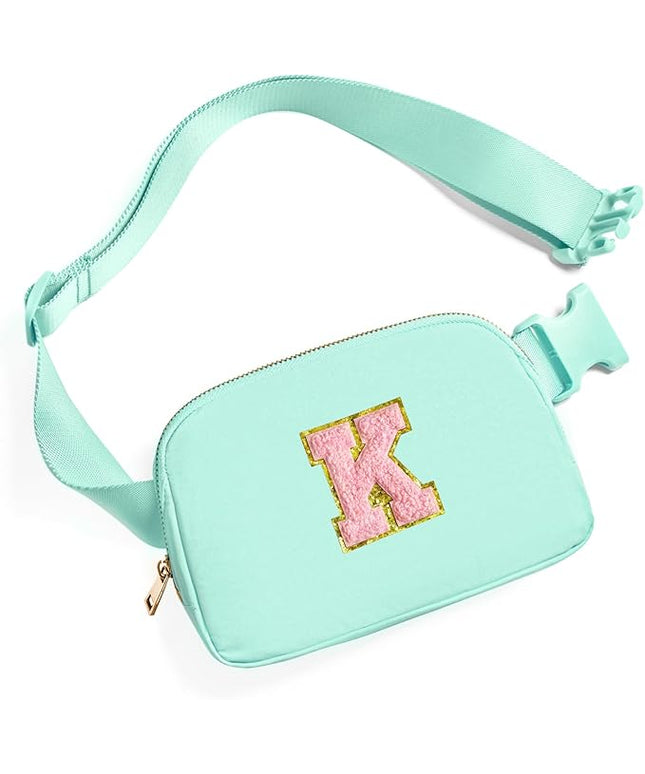 Gitus Belt Bag Fanny Pack Crossbody Bags with Initial Letter Patch Cute Stuff Birthday Gifts for Teenager Girls Trendy Preppy Stuff for Teen Girls Cool Stuff for Teens (Mint Green-K)