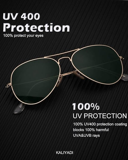 KALIYADI Classic Aviator Sunglasses for Men Women Driving Sun glasses Polarized Lens UV Blocking