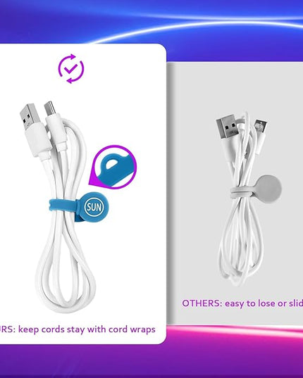 SUNFICON 18 Pack Magnetic Cable Clips Cable Organizers Earbuds Cords Winder Bookmark Clips Whiteboard Noticeboard Fridge Magnets USB Cable Manager Keeper Wrap Ties Straps