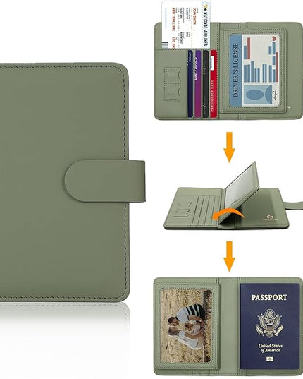 Melsbrinna Rfid Passport Holder for Travel women/Men, Cute Passport Wallet Rfid Blocking Card Slots, Rfid Passport Cover/CaseTravel Wallet, Passport Book Holder (1, Green)