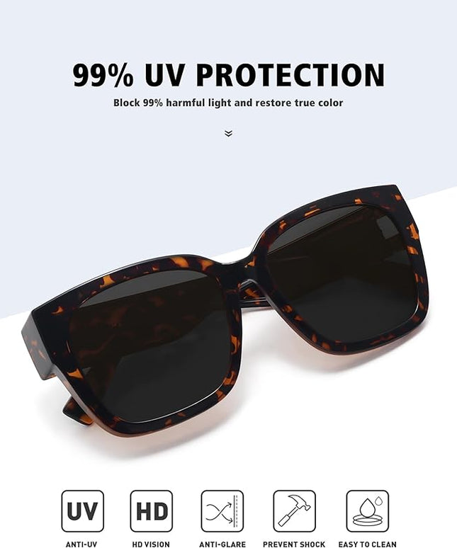 MEETSUN Oversized Fit Over Glasses Sunglasses for Women Men Large Trendy Polarized Sunglasses for Driving UV Protection
