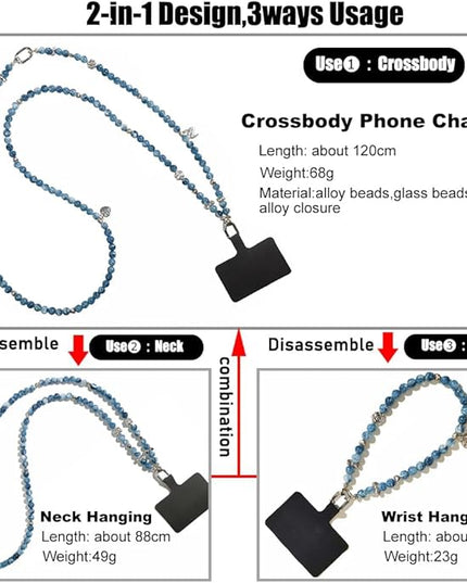 Phone Crossbody Chain CellPhone Lanyard,Universal Phone Chain Strap with Tether Patches Compatible with Most Phones (Y)