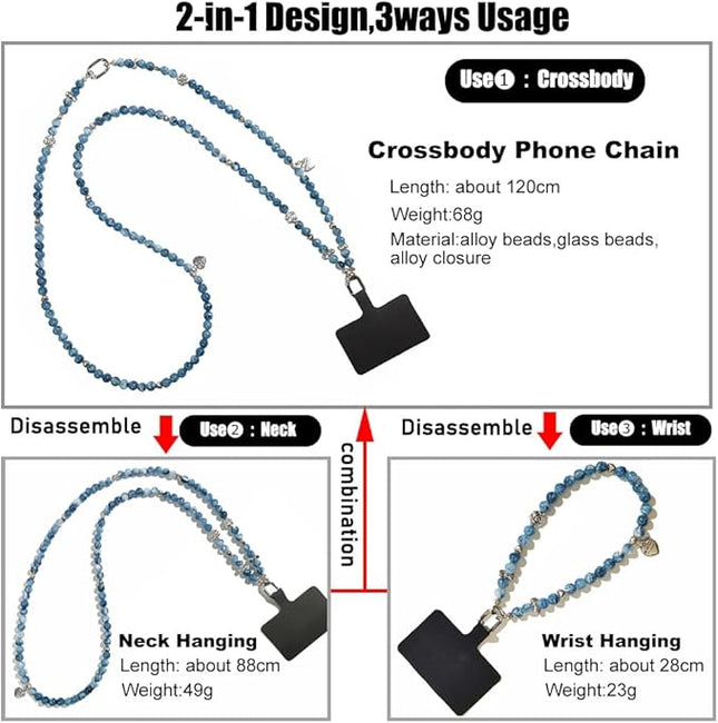 Phone Crossbody Chain CellPhone Lanyard,Universal Phone Chain Strap with Tether Patches Compatible with Most Phones (Y)