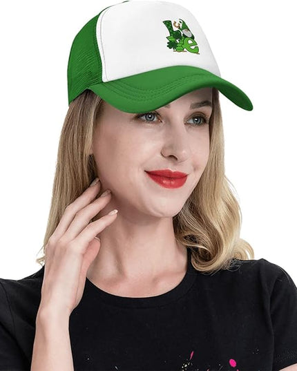 St Patricks Day Lucky Shamrock Hat, Green Clover Baseball Cap for Men Women,Fashion Adjustable Mesh Trucker Hat