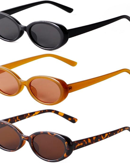 90s Sunglasses for Women Men Retro Small Oval Sunglasses