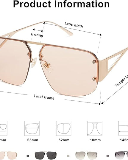SOJOS Trendy Aviator Sunglasses Mens Womens Retro Metal Rimless Frame Shades Lentes De Sol Para Mujer SJ1192