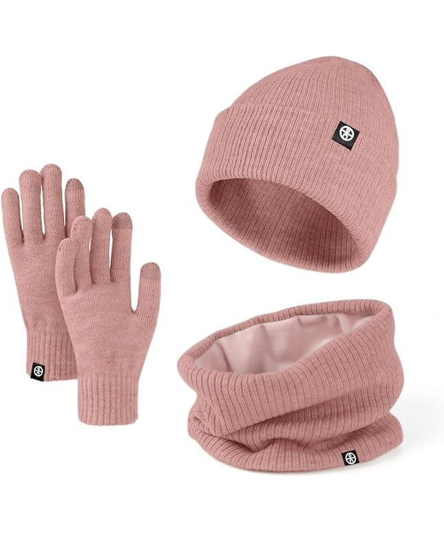 Warm Winter Beanie Hat & Scarf Gloves Set Stylish Knit Skull Cap for Men Women