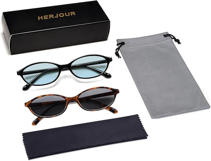 Retro Oval Cat Eye Sunglasses for Women Y2k Trendy Narrow Sunnies Designer Sun Glasses AR82253
