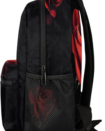 Large Backpack with 15.6 Inch Laptop Compartment, Red Rose Adult Backpack for Work, Travel & School College Boys Girls