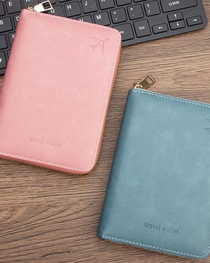 Passport Holder for Travel Women and Men RFID Passport Holder with Card Slots Holder Passport Case Passport cover Passport Wallet Travel Essentials and Accessories (Short Zipper, SZ-Pink)